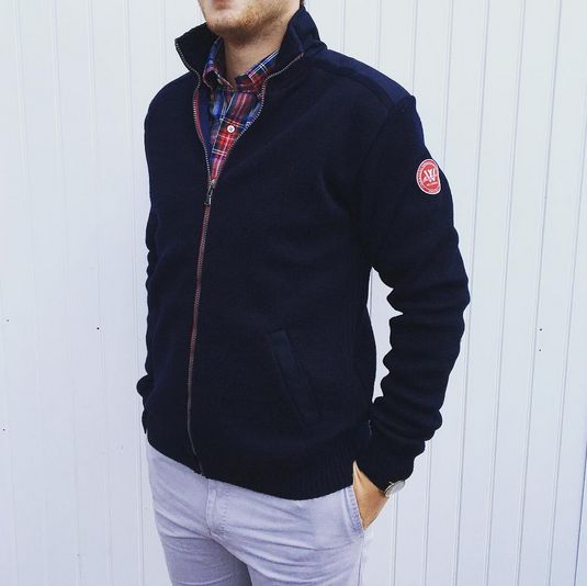 Holebrook Gregor Wool Full Zip Sweater - Navy