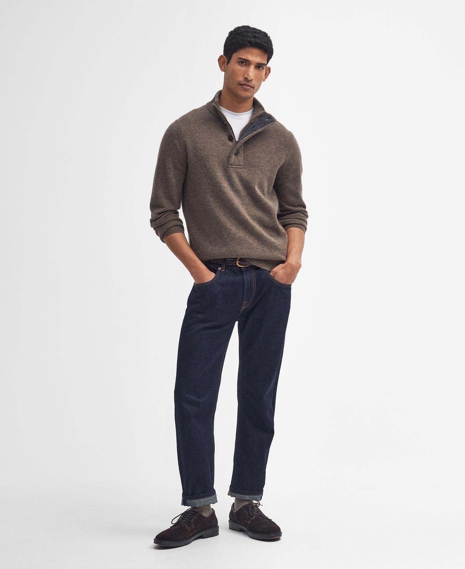 Barbour Essential Patch Half Zip - Dark Stone