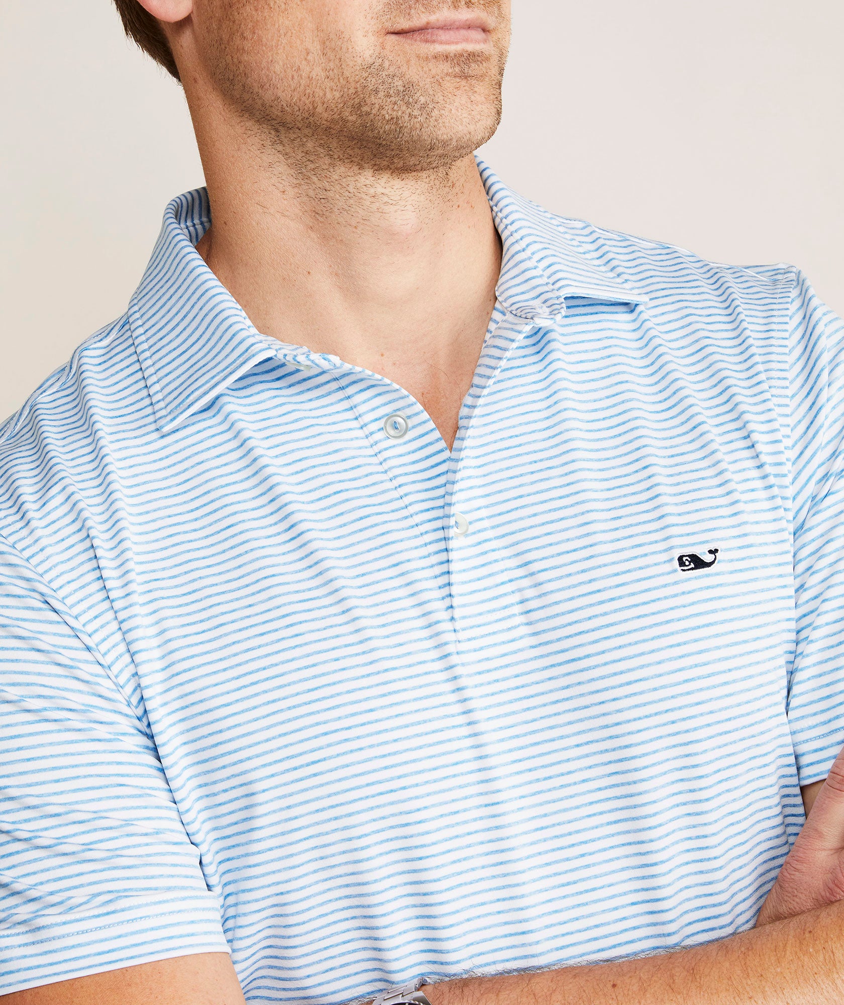 Vineyard Vines Bradley Stripe Sankaty Polo - Ocean Breeze Tejeda