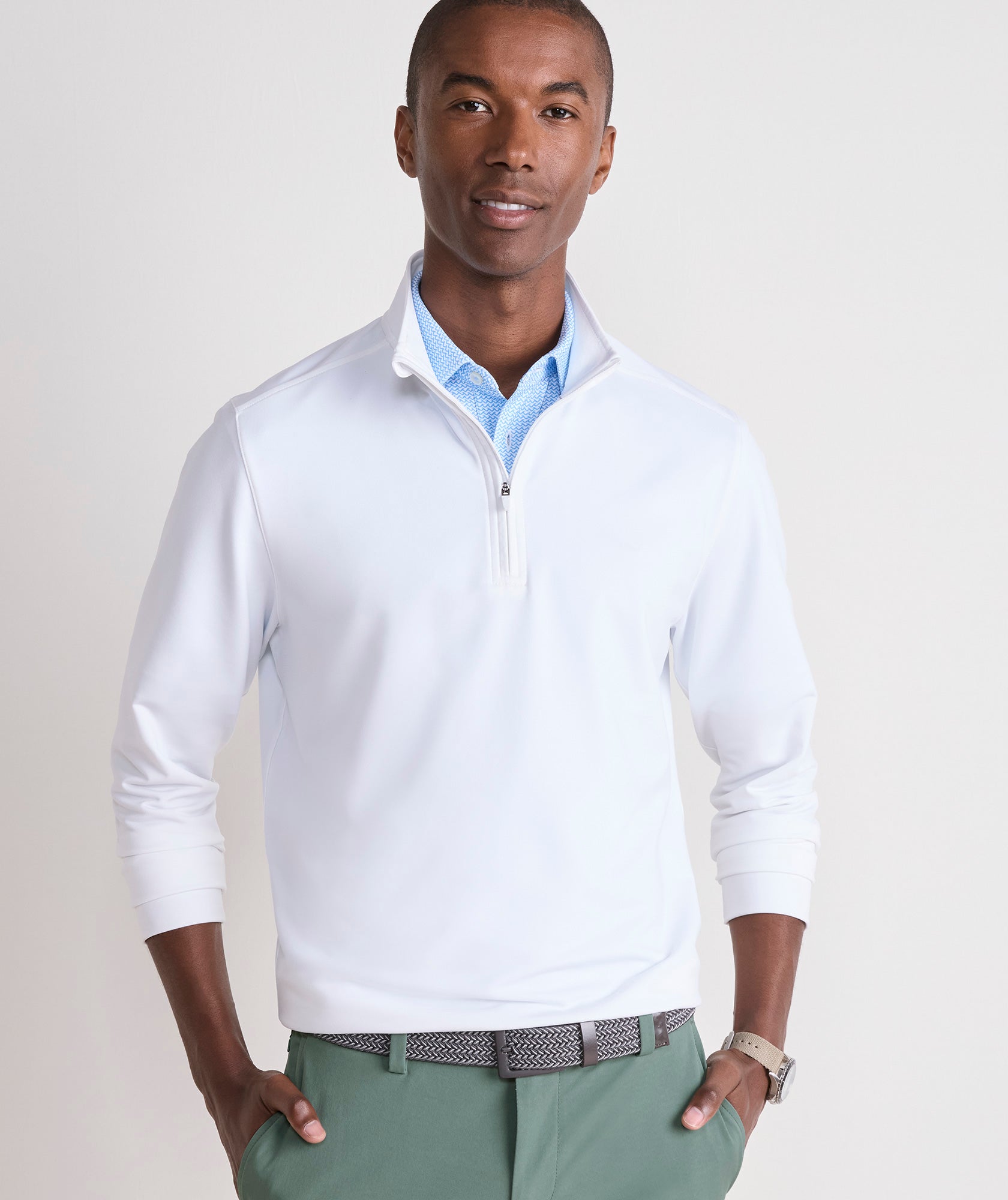 Vineyard Vines Performance Clubhouse 1/4 Zip - White Cap