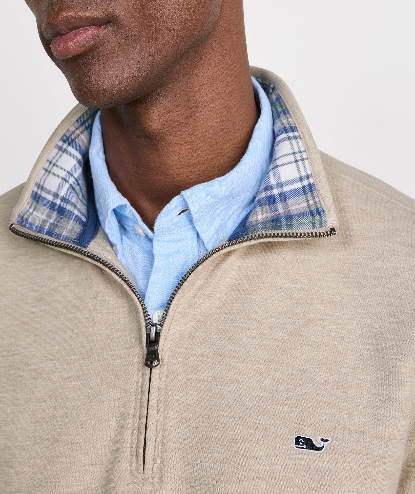 Vineyard Vines Plaid Saltwater 1/4 Zip - Stone