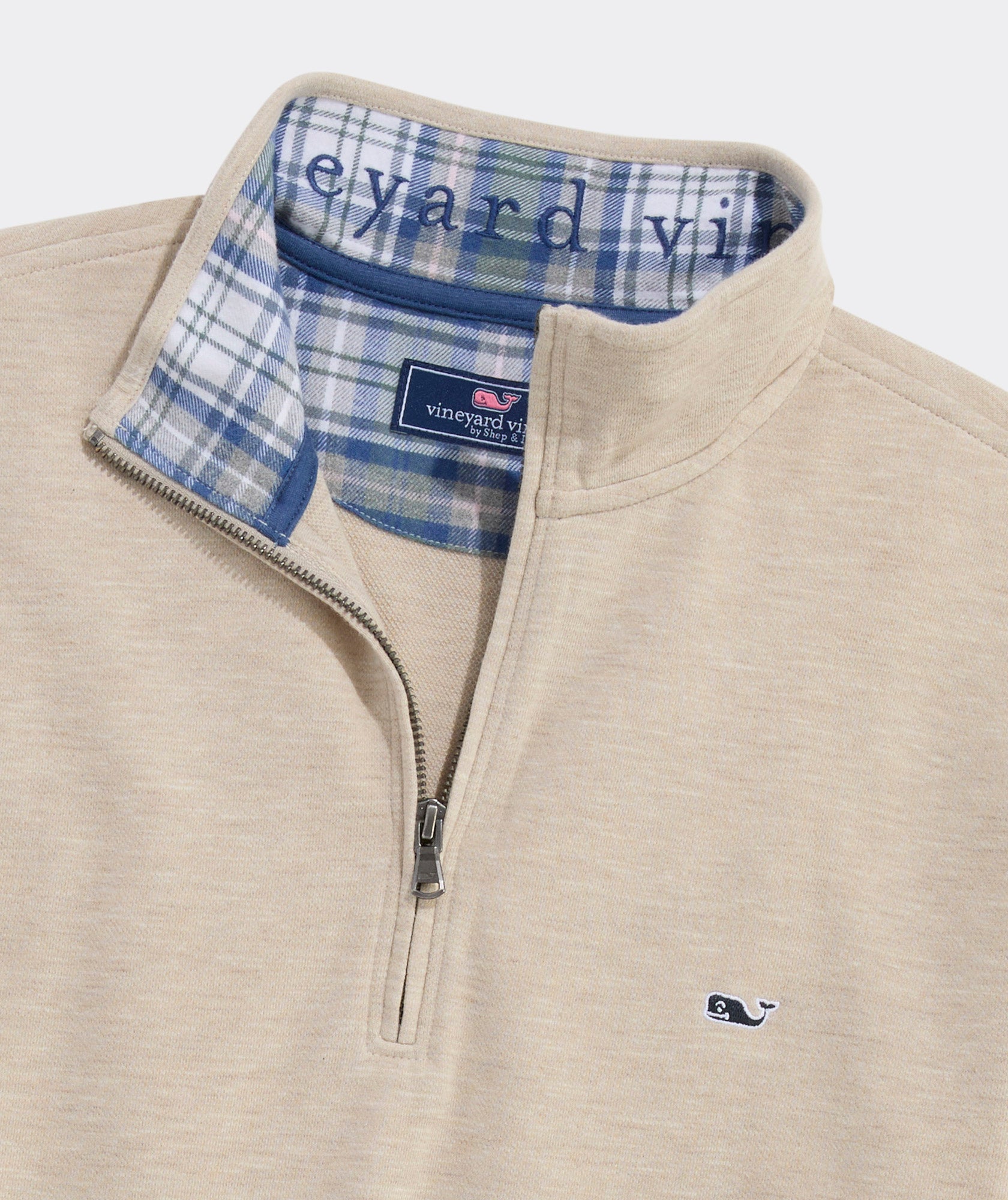 Vineyard Vines Plaid Saltwater 1/4 Zip - Stone