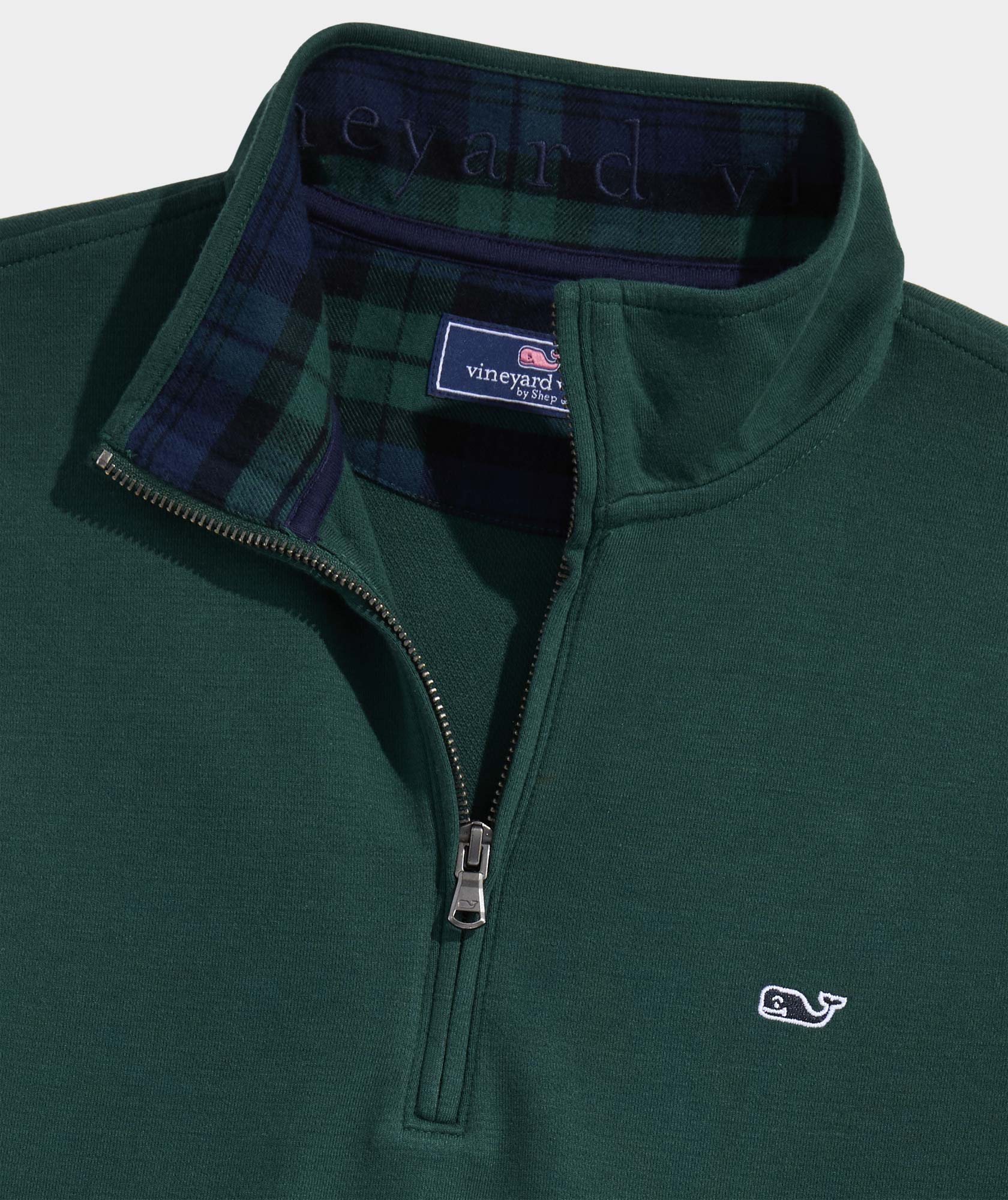 Vineyard Vines Plaid Saltwater 1/4 Zip - Charleston Green