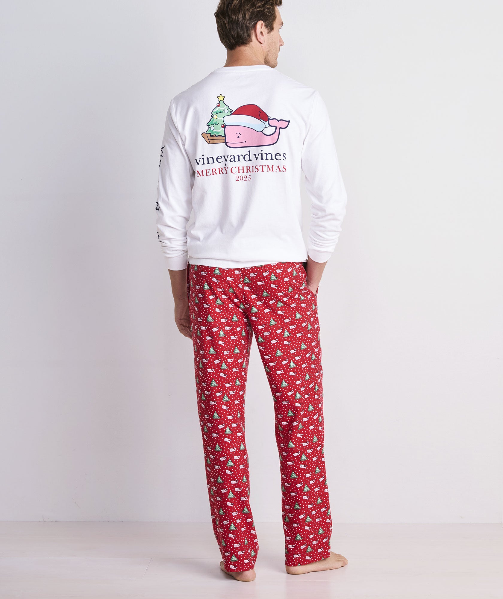 Vineyard Vines Flannel Lounge Pant - Santa Whale Red