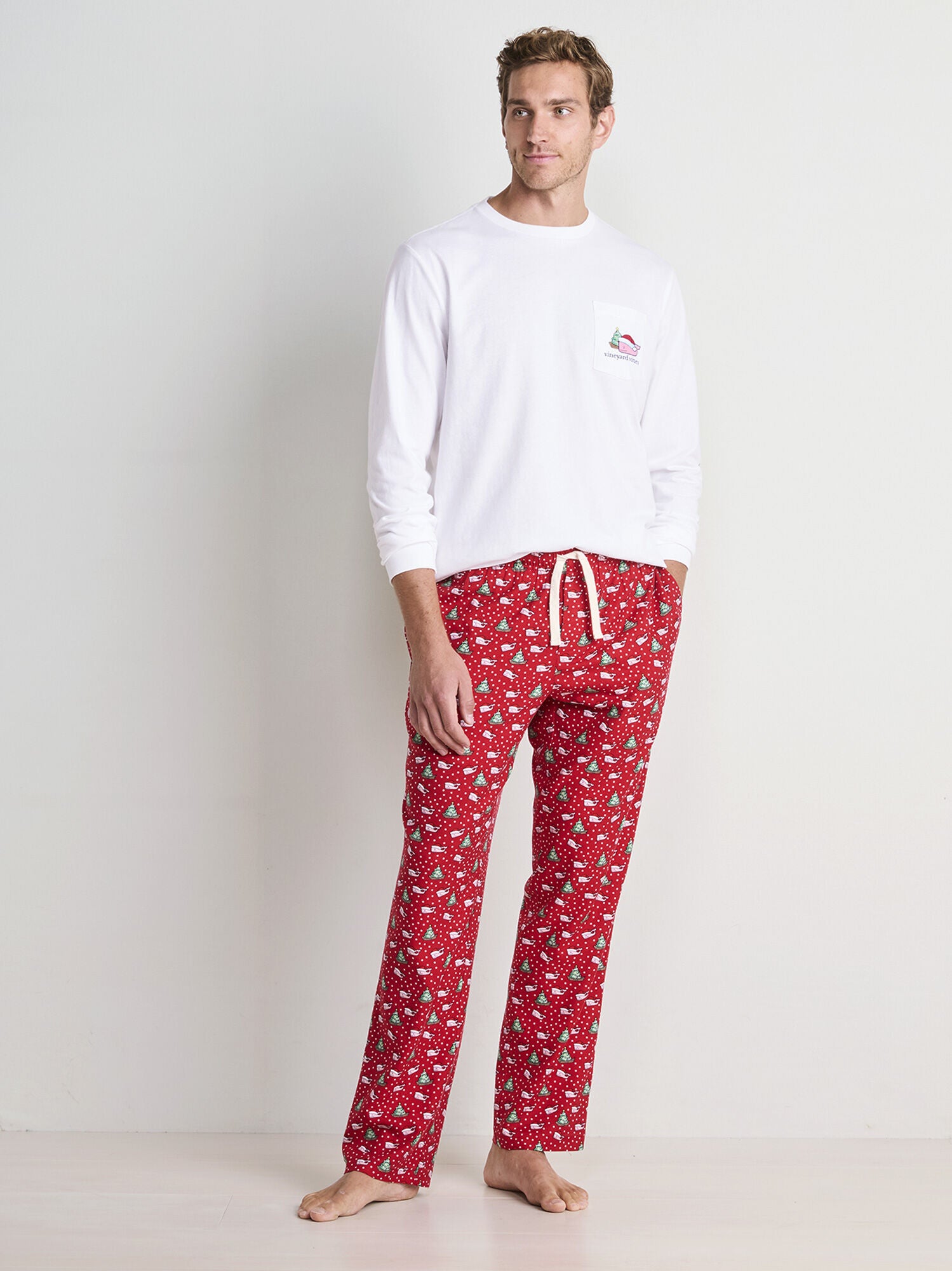 Vineyard Vines Flannel Lounge Pant - Santa Whale Red