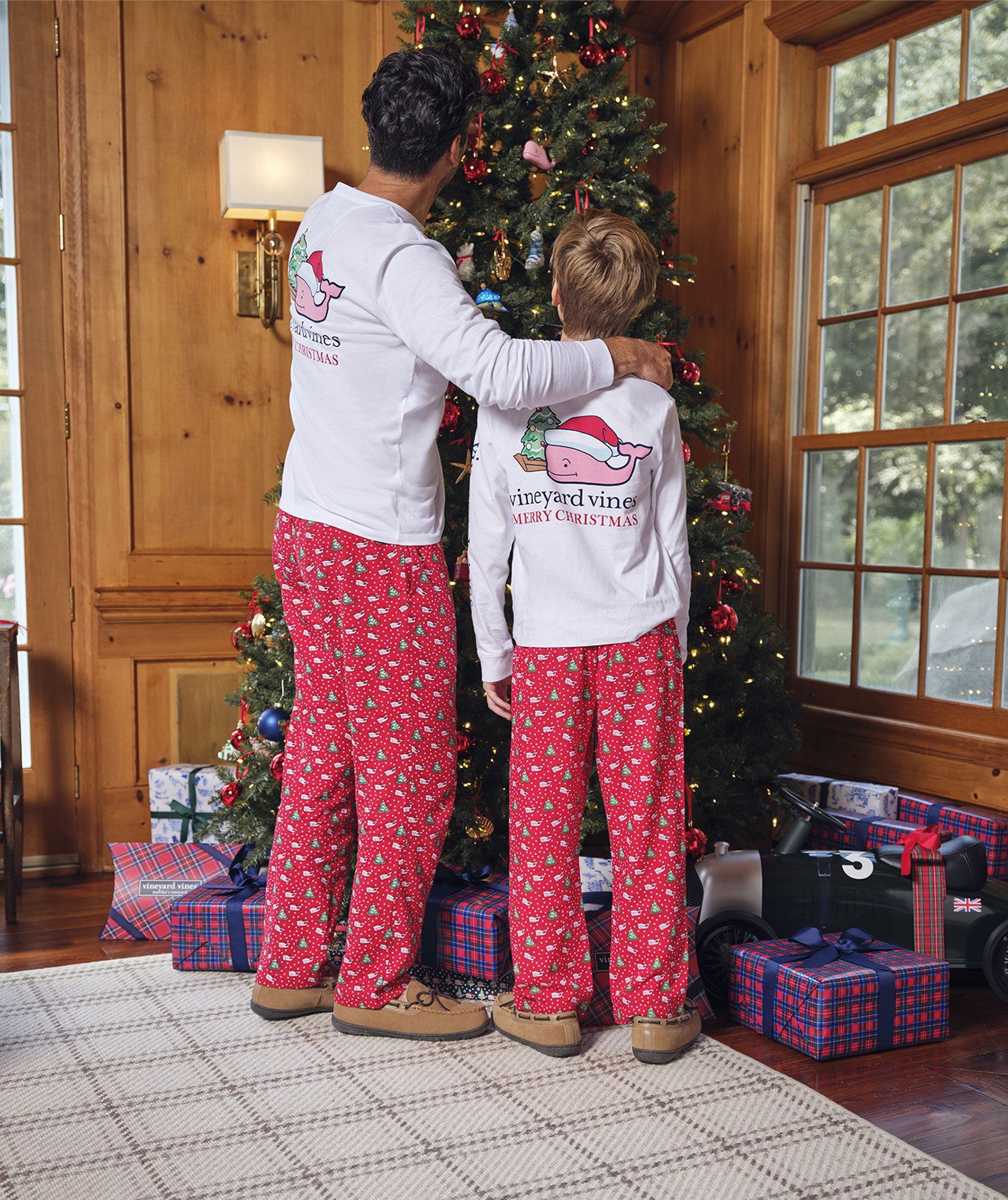 Vineyard Vines Flannel Lounge Pant - Santa Whale Red