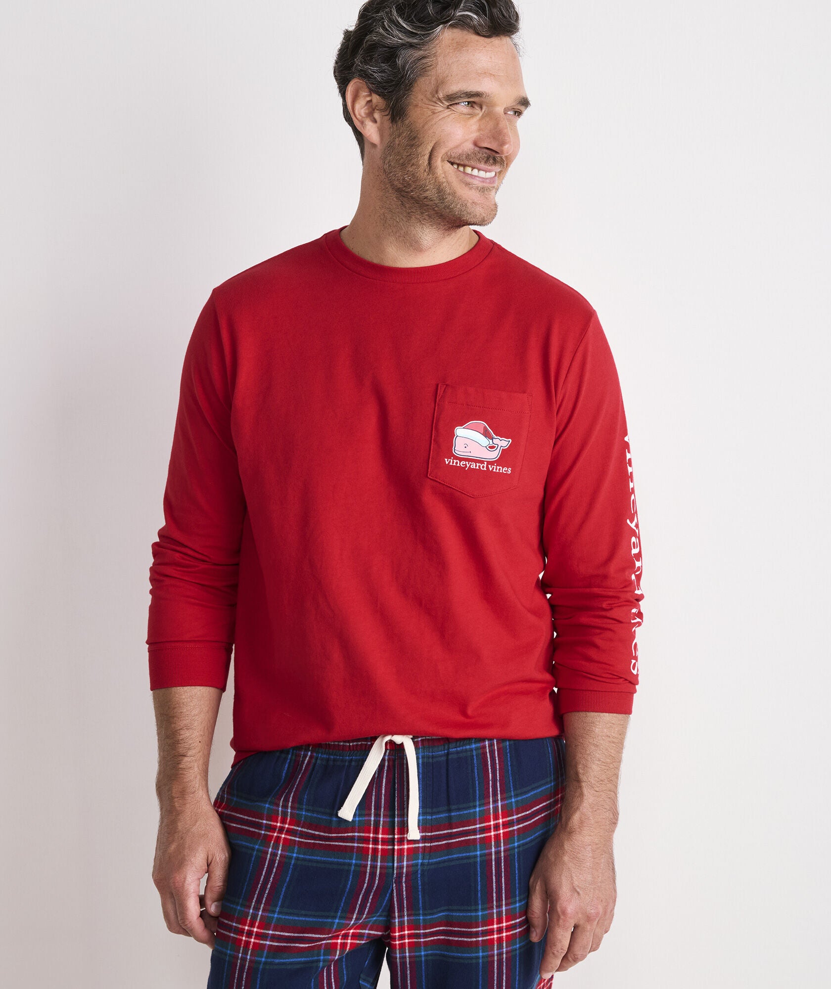 Vineyard Vines Santa Whale Long Sleeve Tee - Nautical Navy