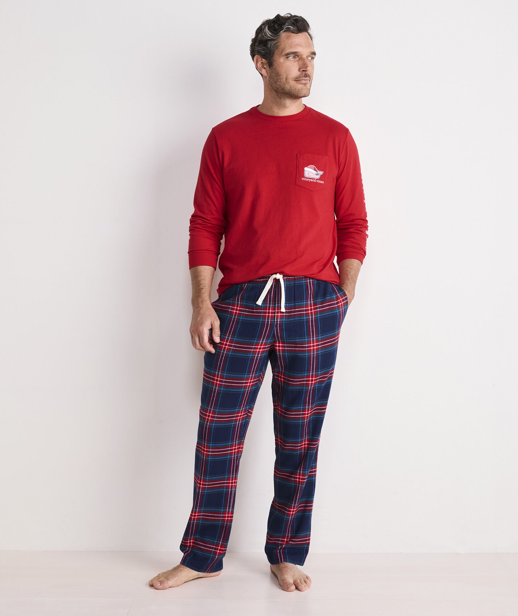 Vineyard Vines Santa Whale Long Sleeve Tee - Nautical Navy