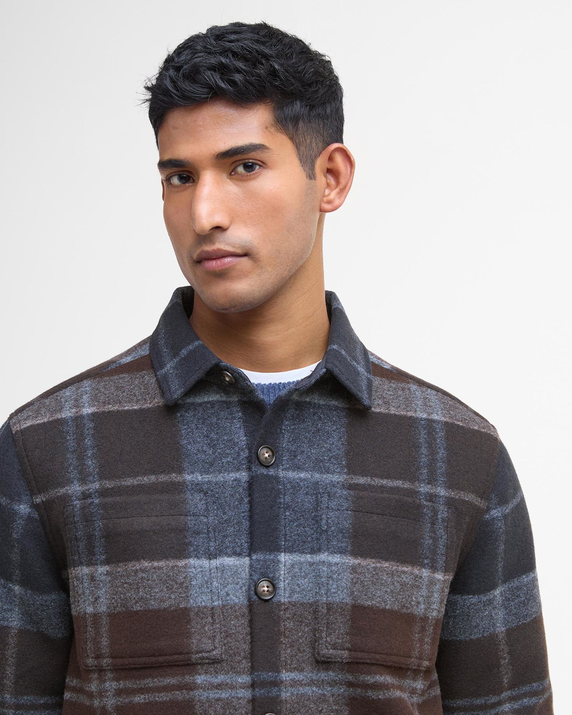 Barbour Chapter Tailored Check Overshirt - Midnight Oak Tartan