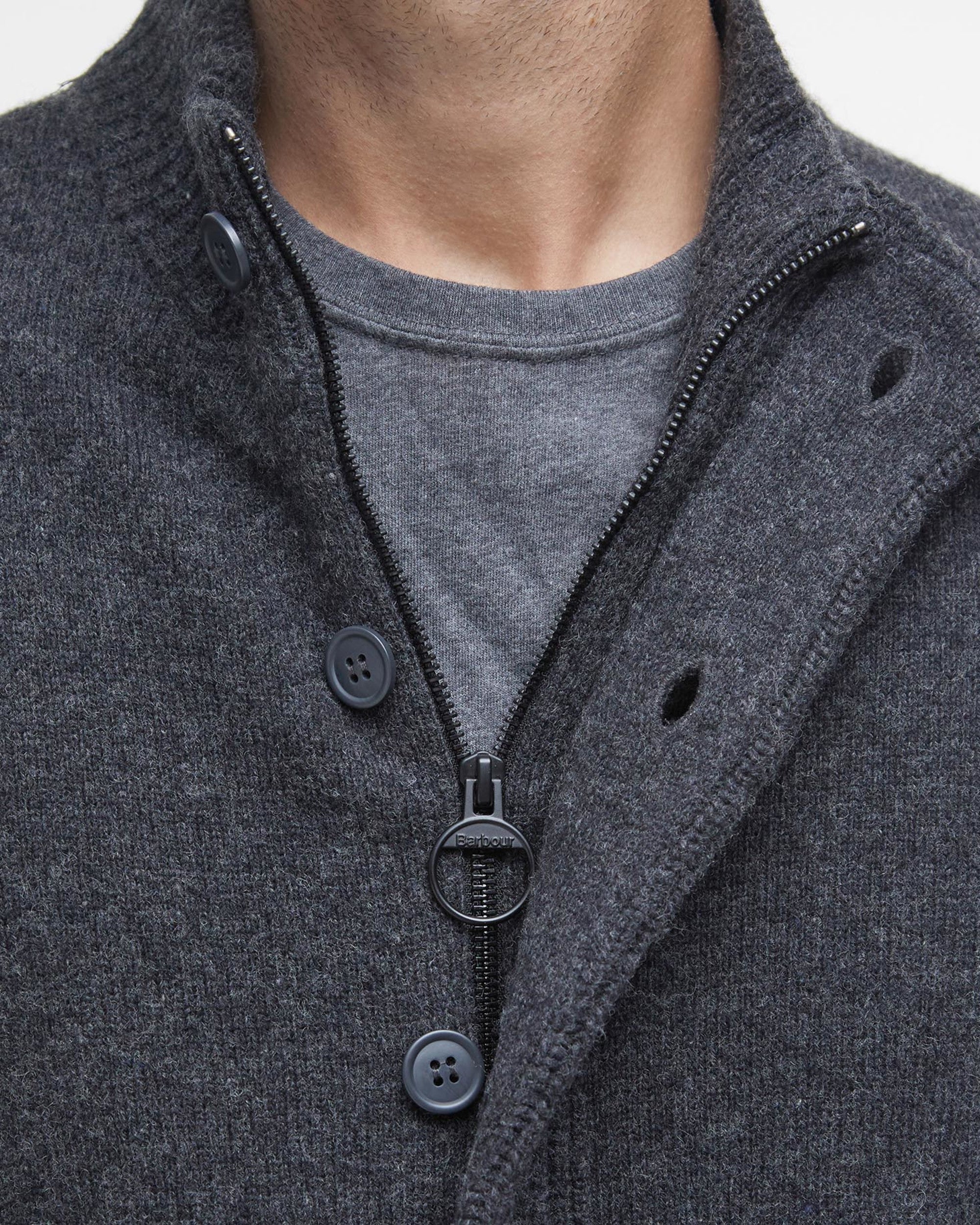 Barbour Essential Patch Zip Through - Charcoal Marl