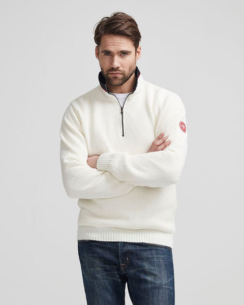 シロ Holebrook Classic Wind Proof 1/4 Zip Sweater - White – The Lucky