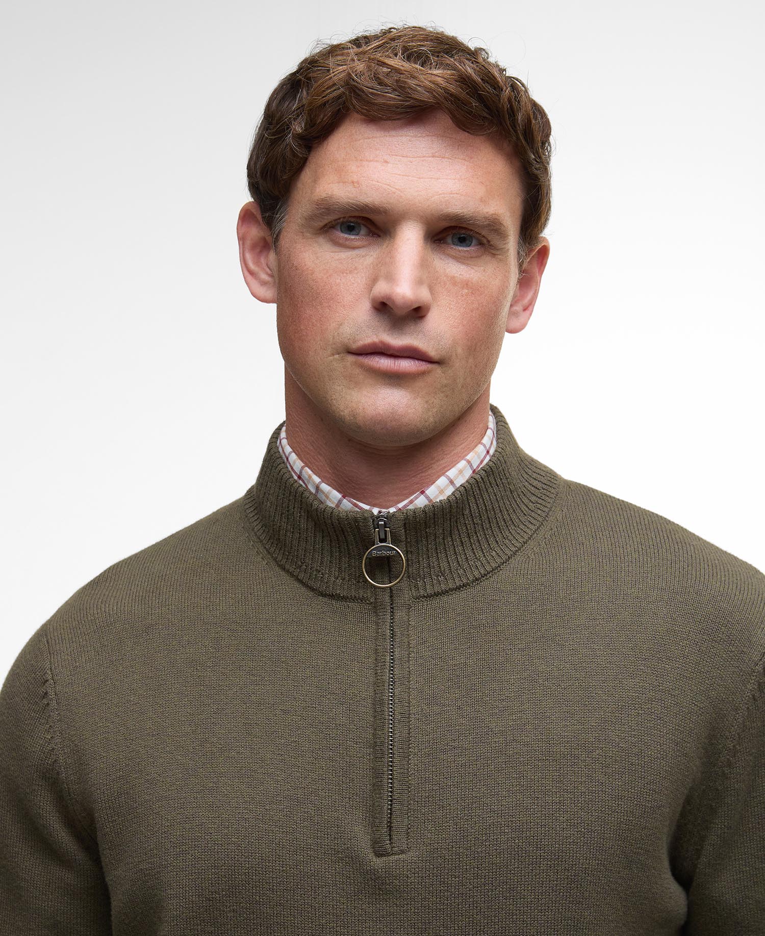 Barbour Kelson Half Zip Knitted Jumper - Olive