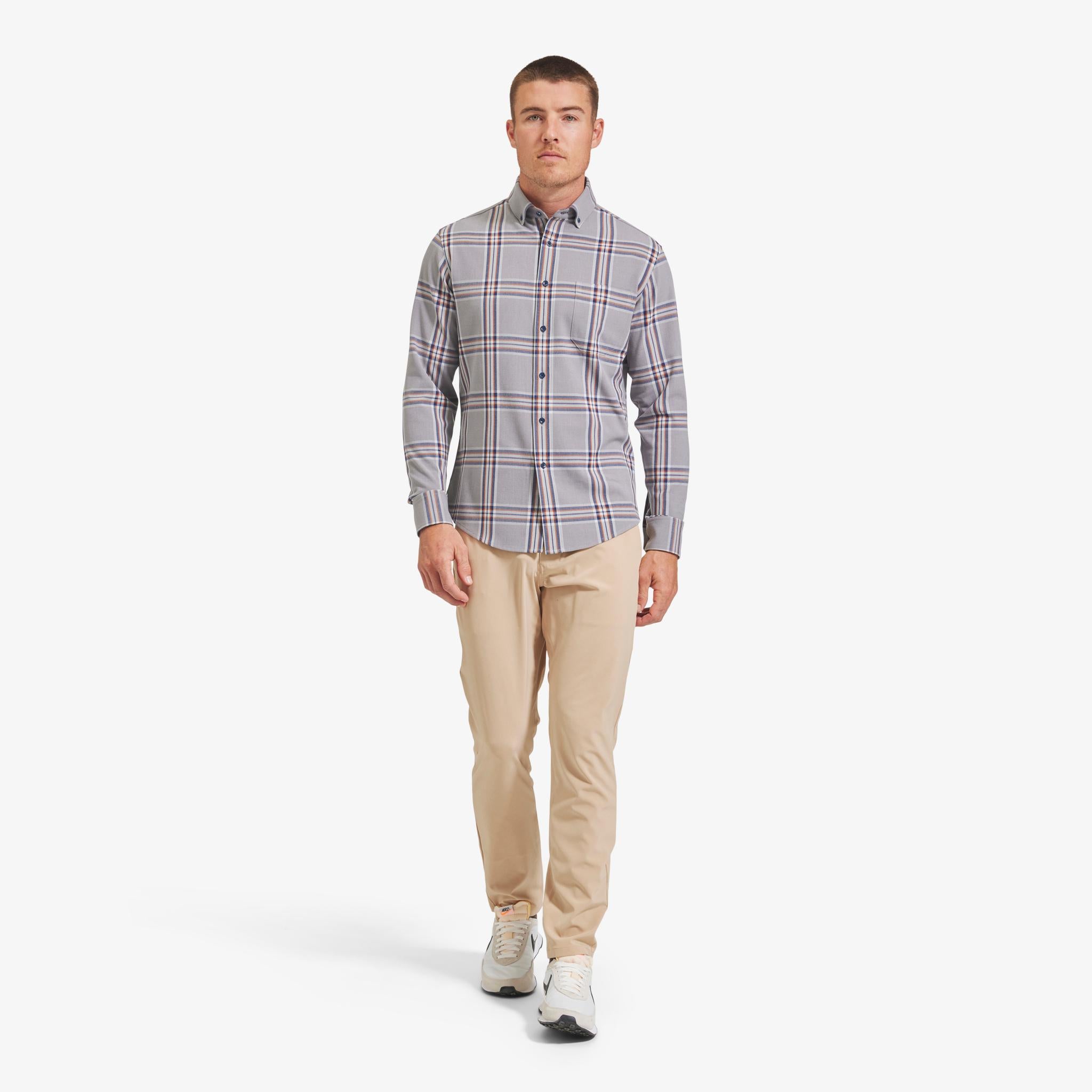 Mizzen + Main City Flannel - Grey Heather Large Plaid
