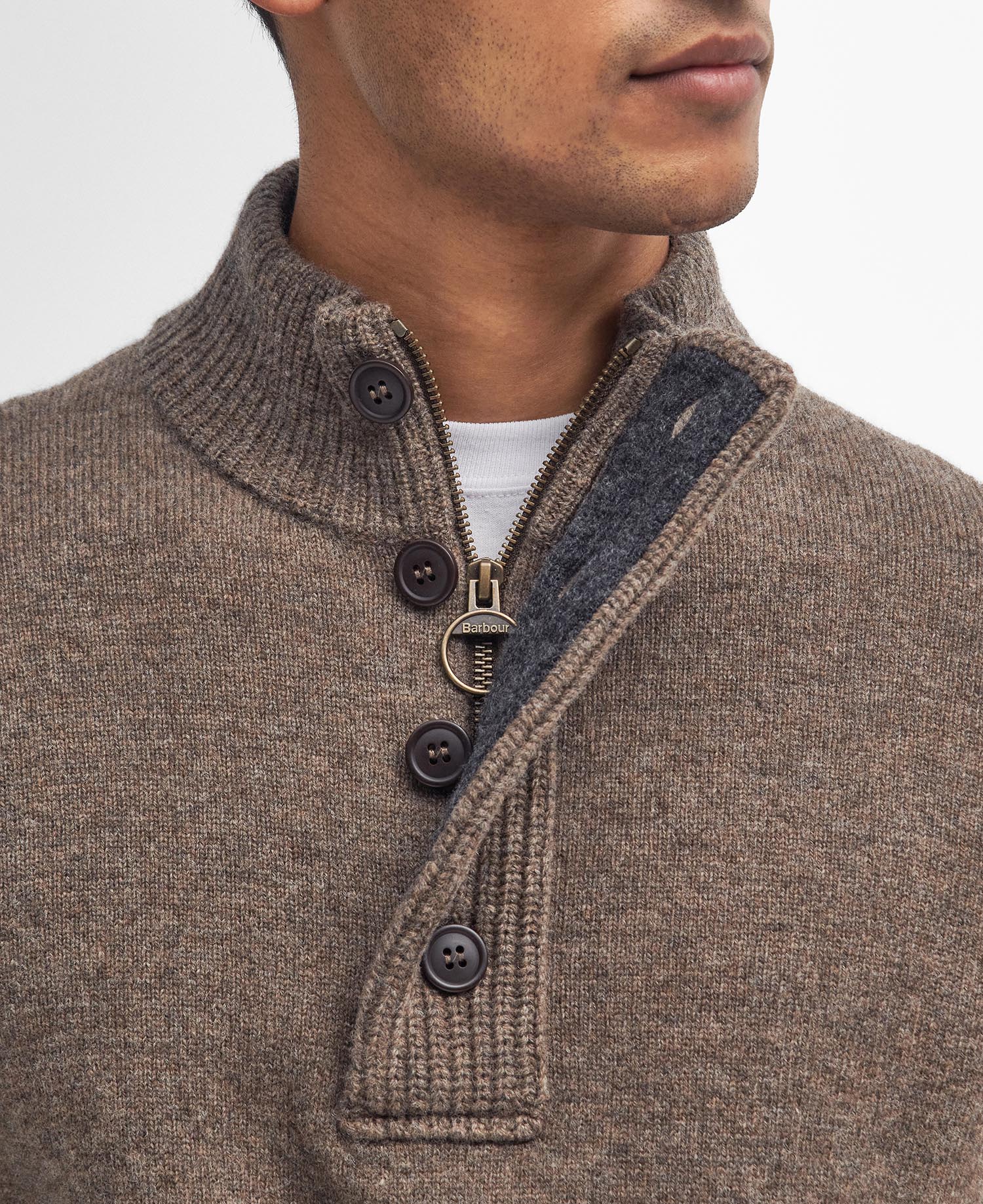 Barbour Essential Patch Half Zip - Dark Stone