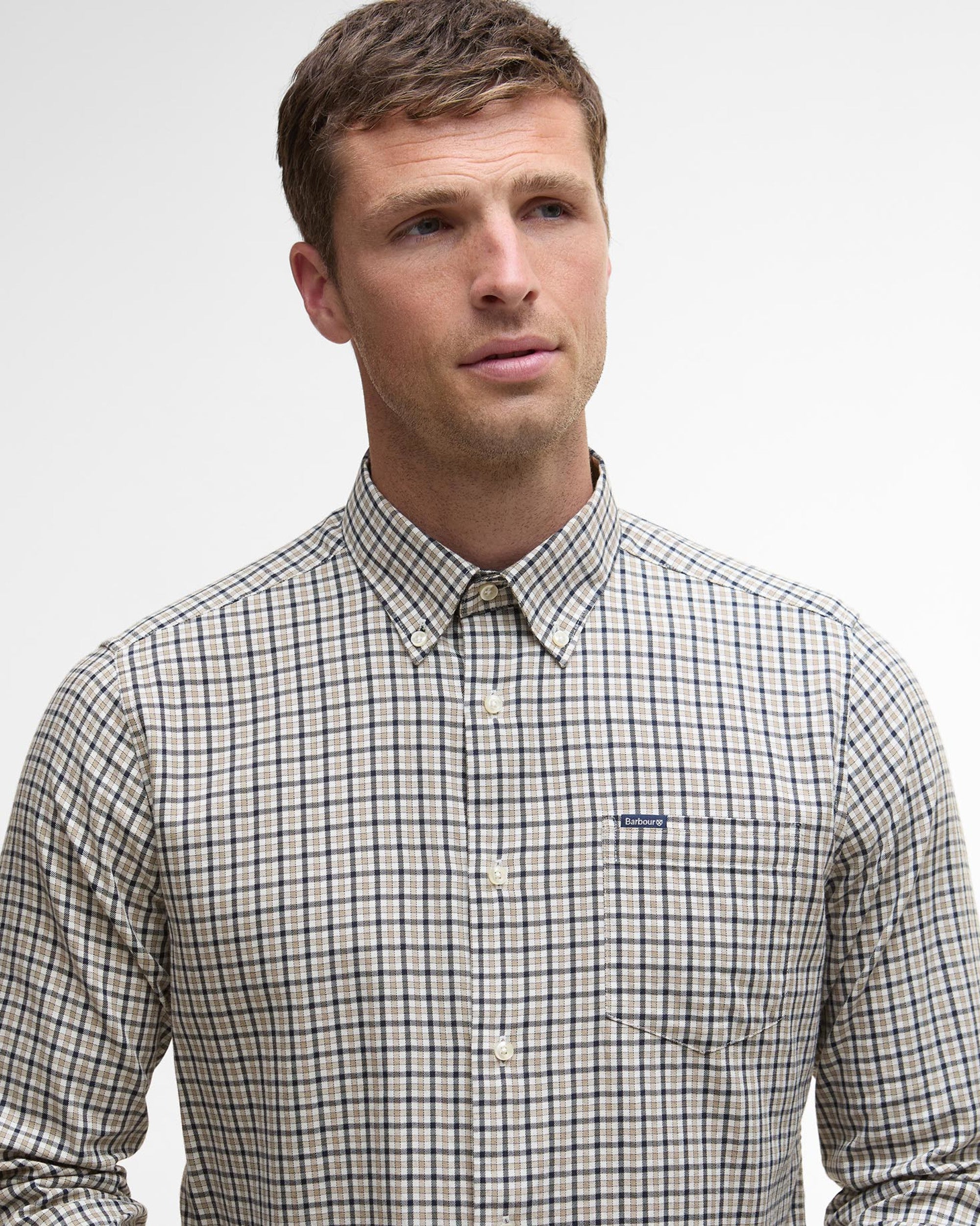 Barbour Padshaw Tailored Gingham Shirt - Washed Stone