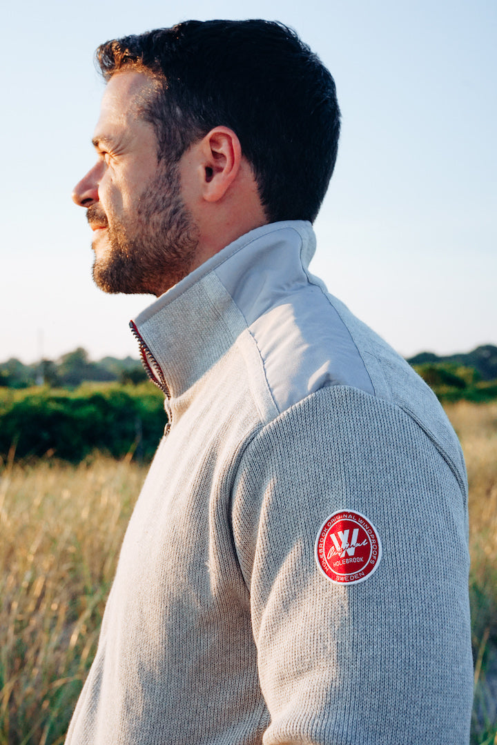 Holebrook Gregor Wind Proof Full Zip Sweater - Light Grey