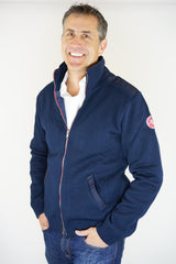 Front view of man wearing Holebrook Gregor Full Zip in Navy