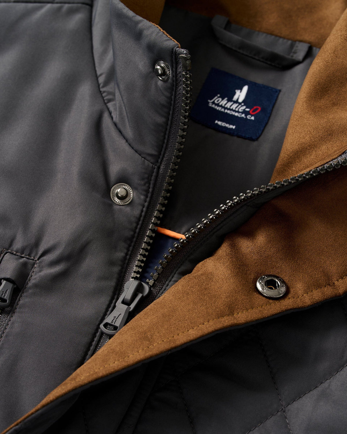 Johnnie-O Juno Quilted Snap Jacket - Dark Grey