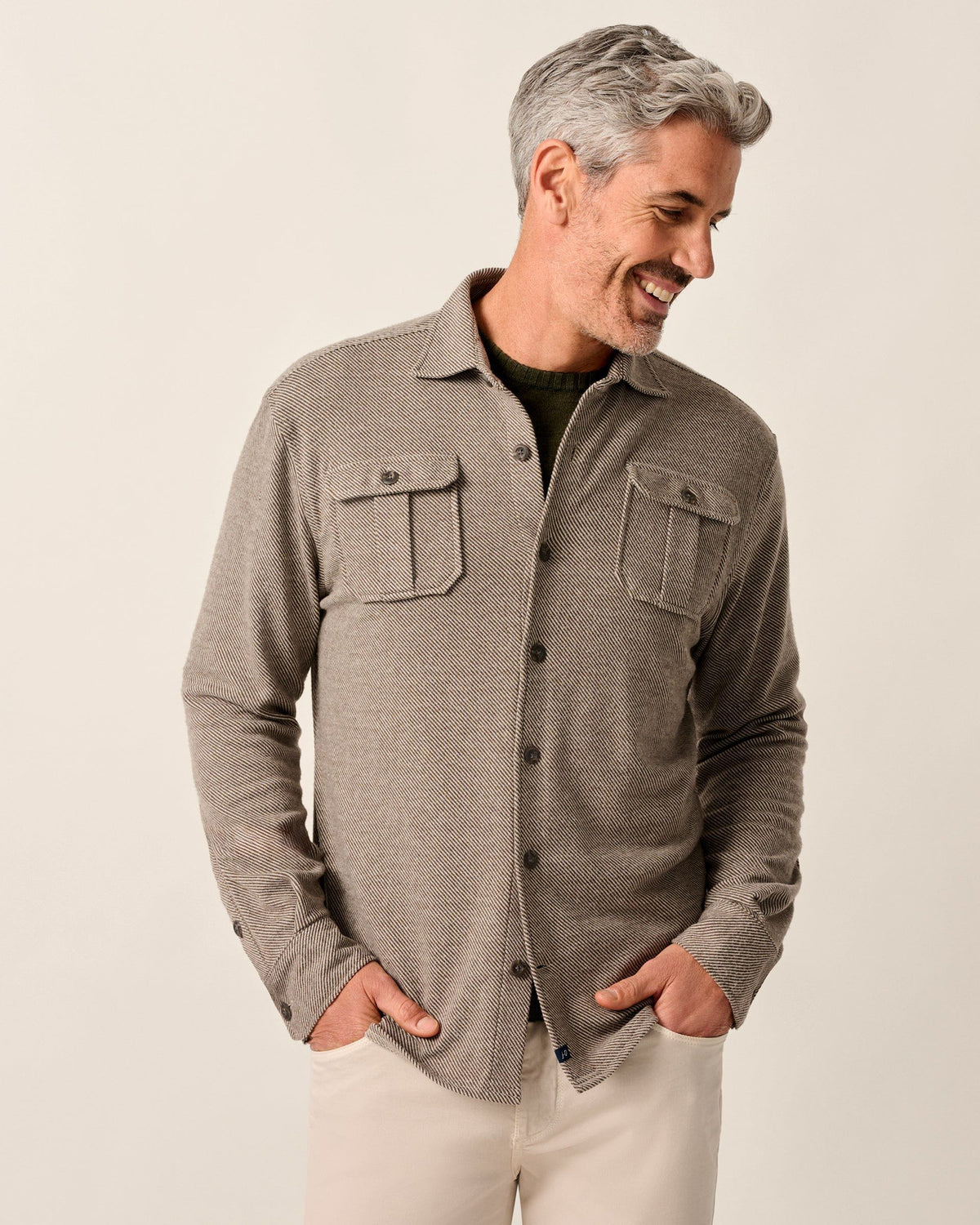 Johnnie-O Carl Stretch Knit Flannel Lodge Shirt - Havana