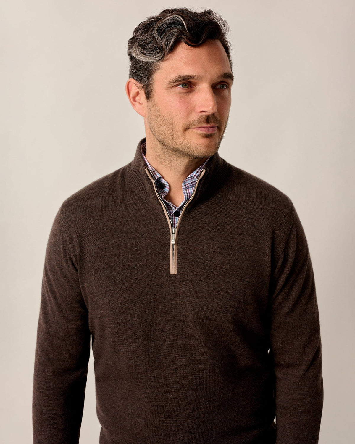Johnnie-O Raynor Merino 1/4 Zip - Cocoa