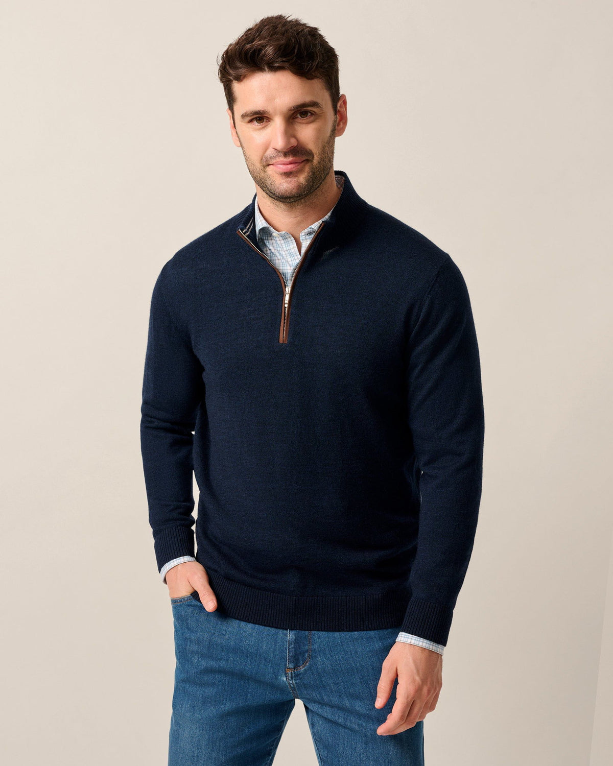 Johnnie-O Raynor Merino 1/4 Zip - Navy