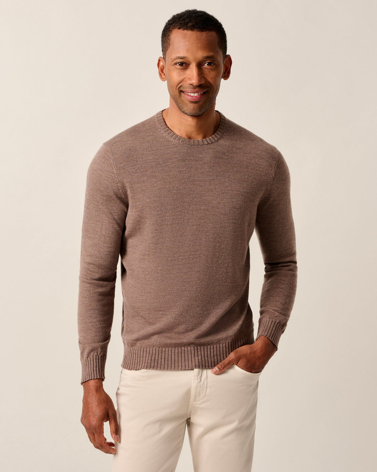 Johnnie-O Ronald Merino Wool Crewneck Sweater - Havana
