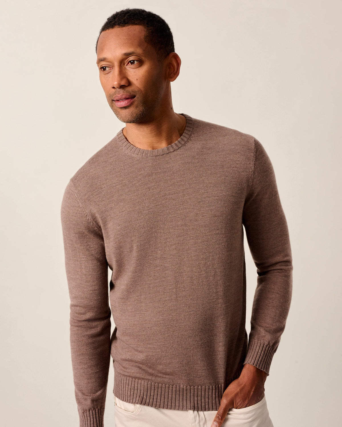 Johnnie-O Ronald Merino Wool Crewneck Sweater - Havana