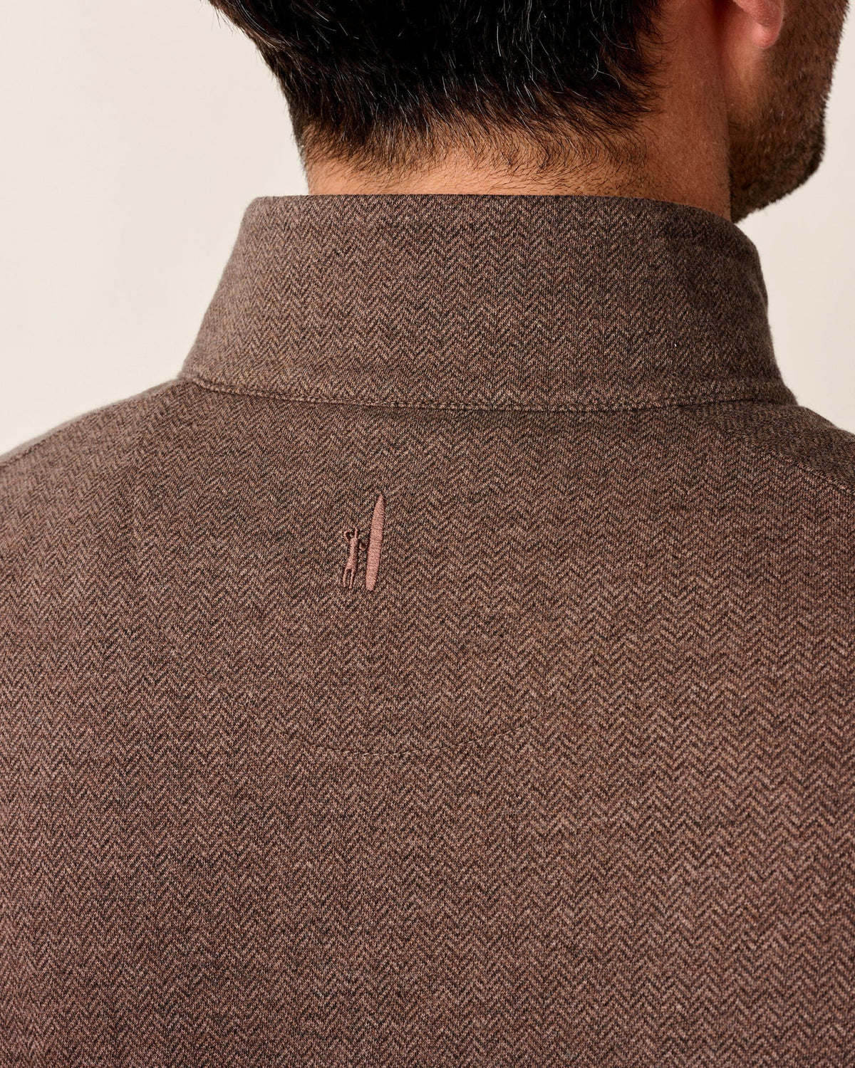 Johnnie-O Rubin Herringbone Cashmere Blend 1/4 Zip - Bison