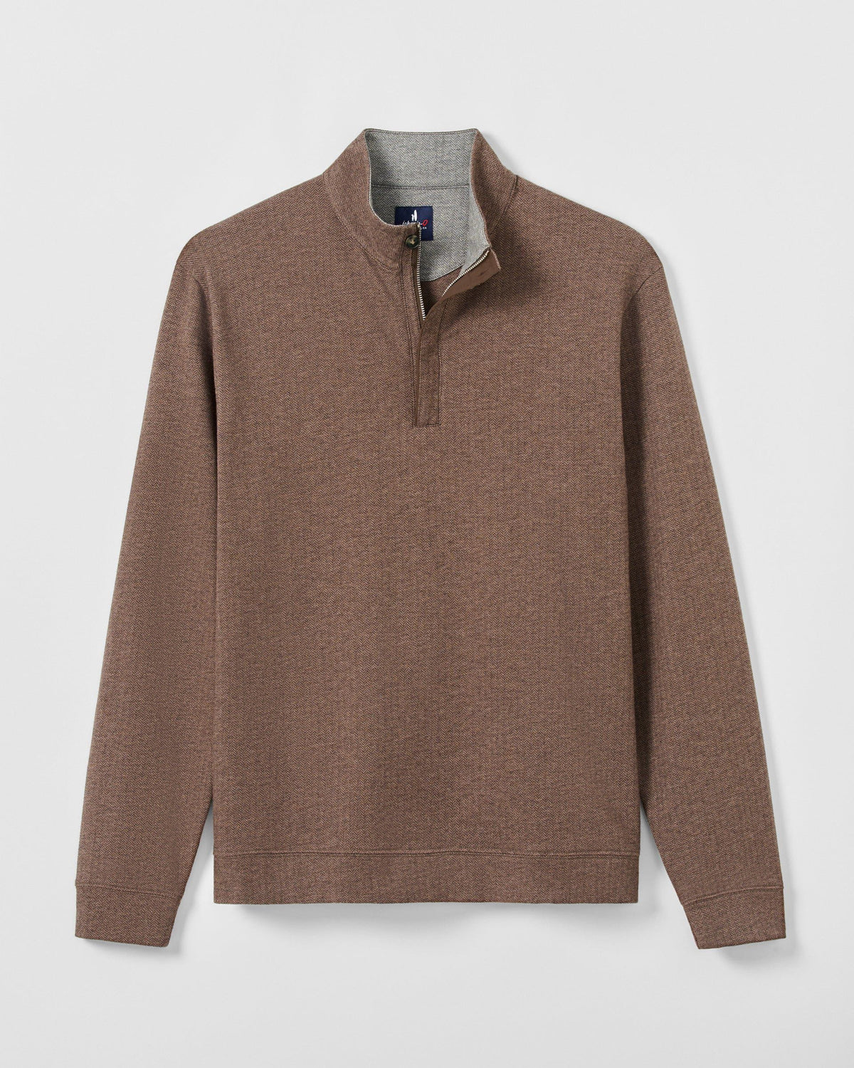 Johnnie-O Rubin Herringbone Cashmere Blend 1/4 Zip - Bison