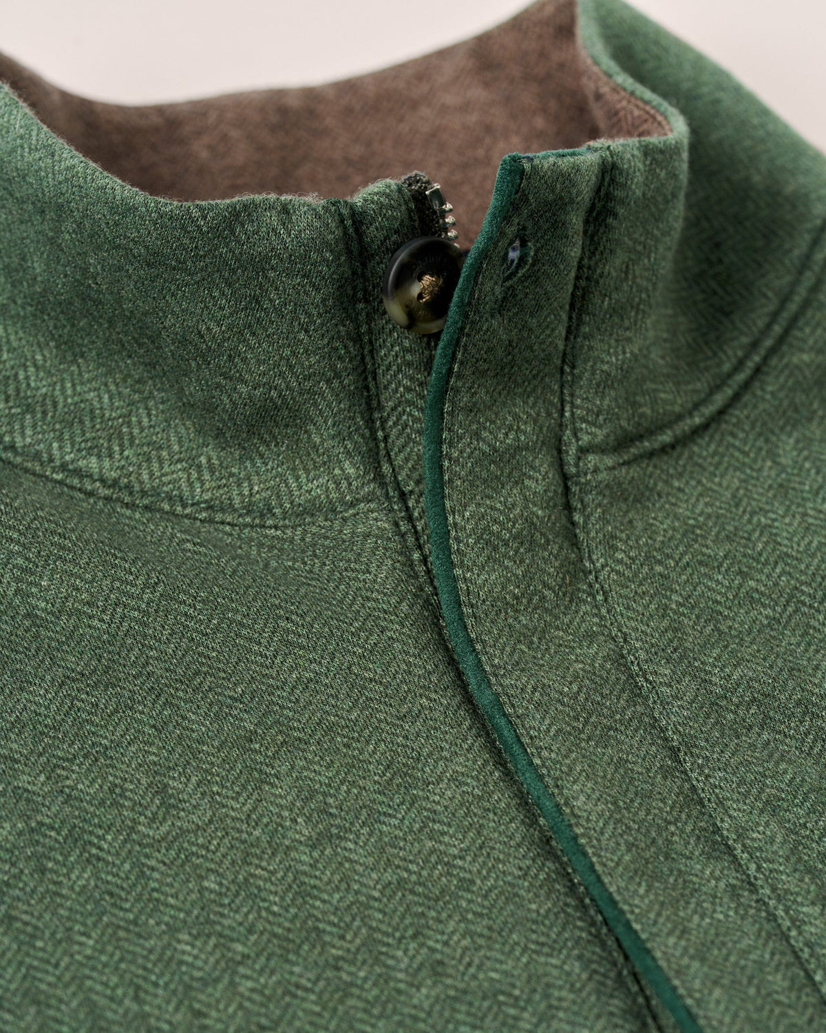 Johnnie-O Rubin Herringbone Cashmere Blend 1/4 Zip - Moss