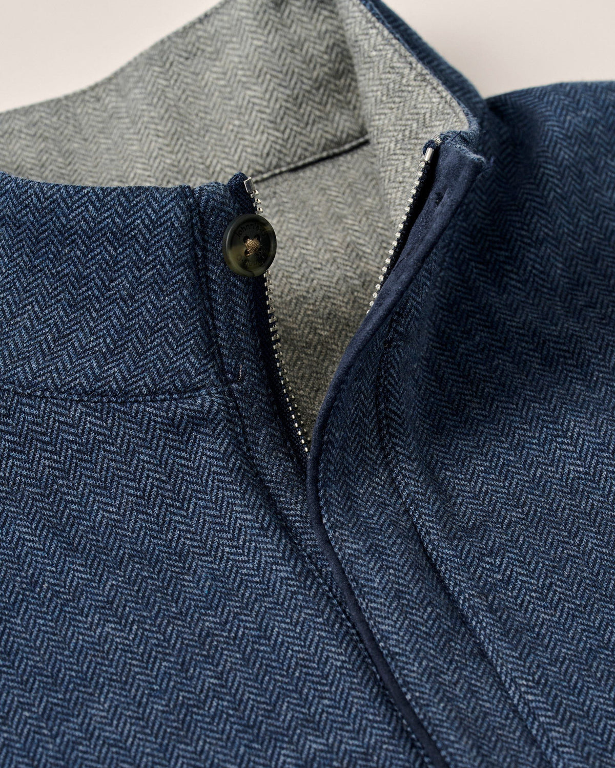 Johnnie-O Rubin Herringbone Cashmere Blend 1/4 Zip - Navy