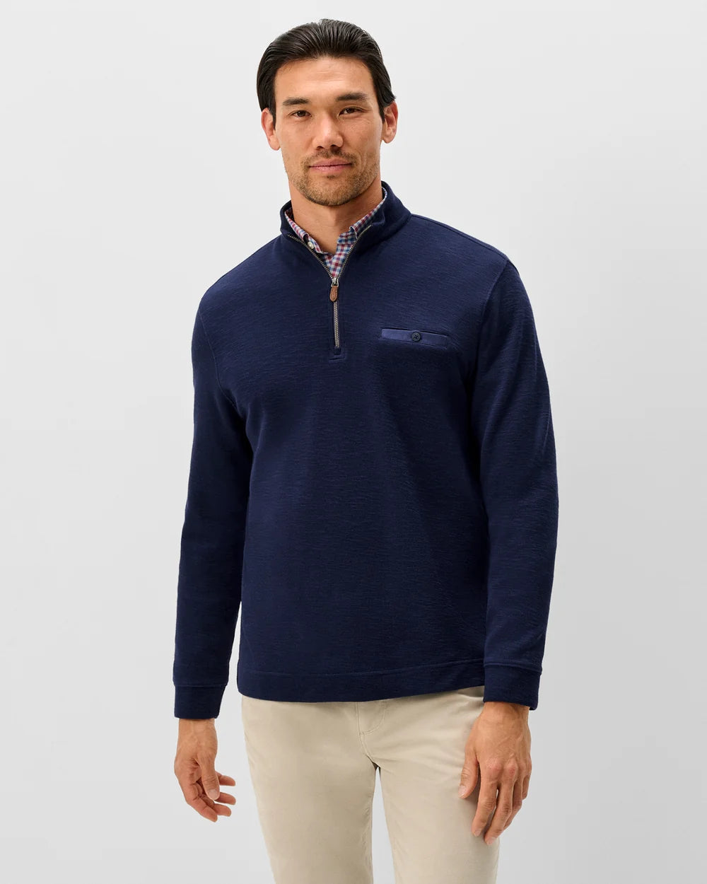Johnnie-O Flame Stitch Zip - Navy