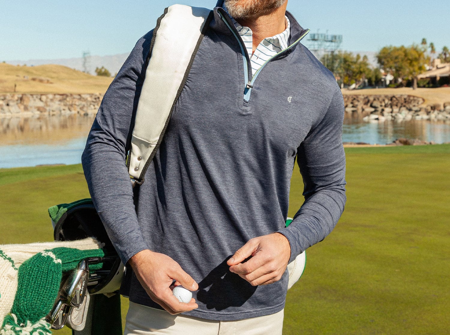 Criquet Feather Performance Pullover - Heather Navy