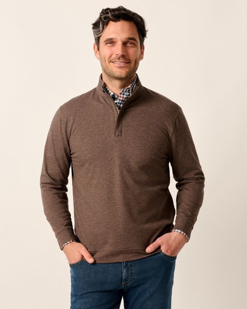 Johnnie-O Rubin Herringbone Cashmere Blend 1/4 Zip - Bison