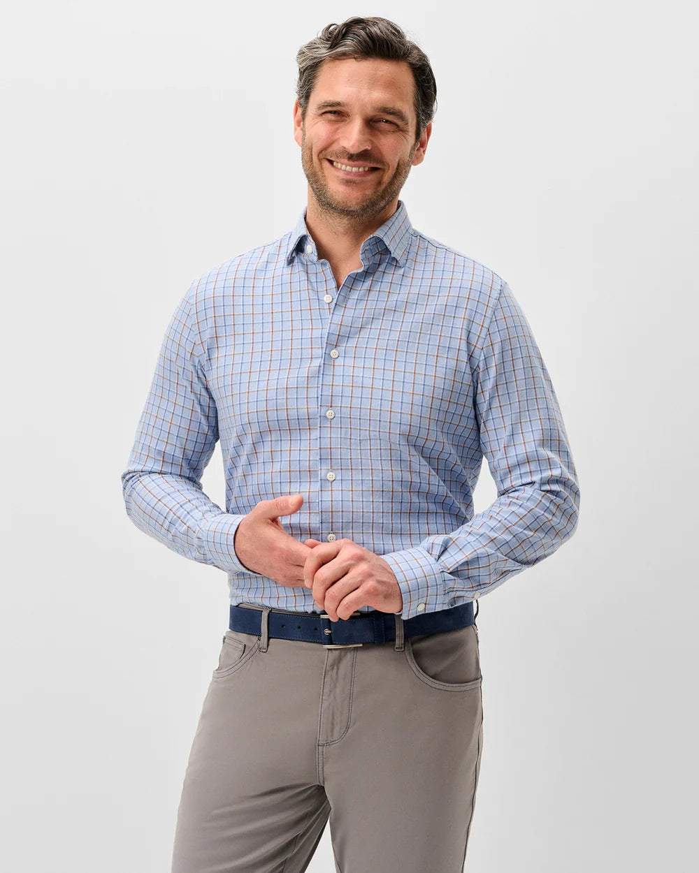 Johnnie-O Performance Button Down Chestnut Pane - Salt Creek