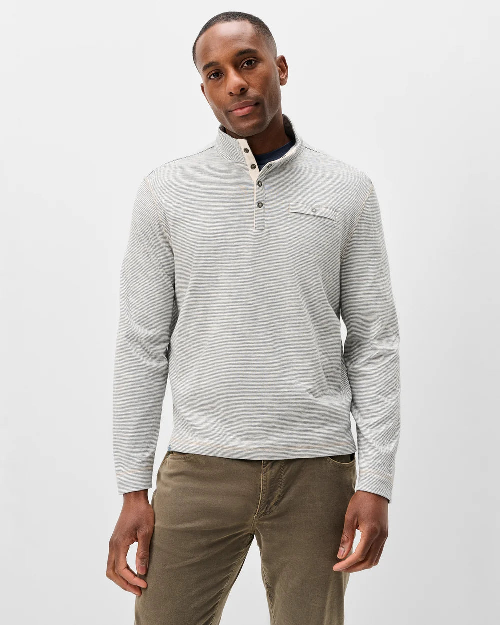Johnnie-O Cove Stripe Henley - Cream