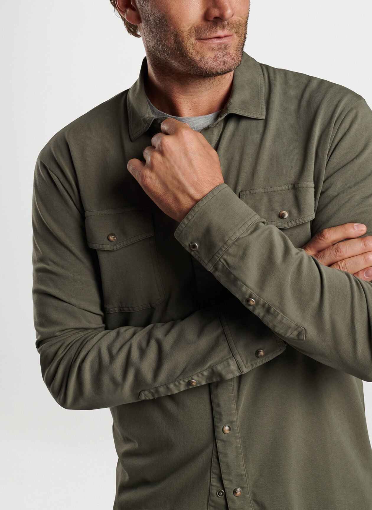 Peter Millar Lava Wash Snap Front Shirt - Juniper