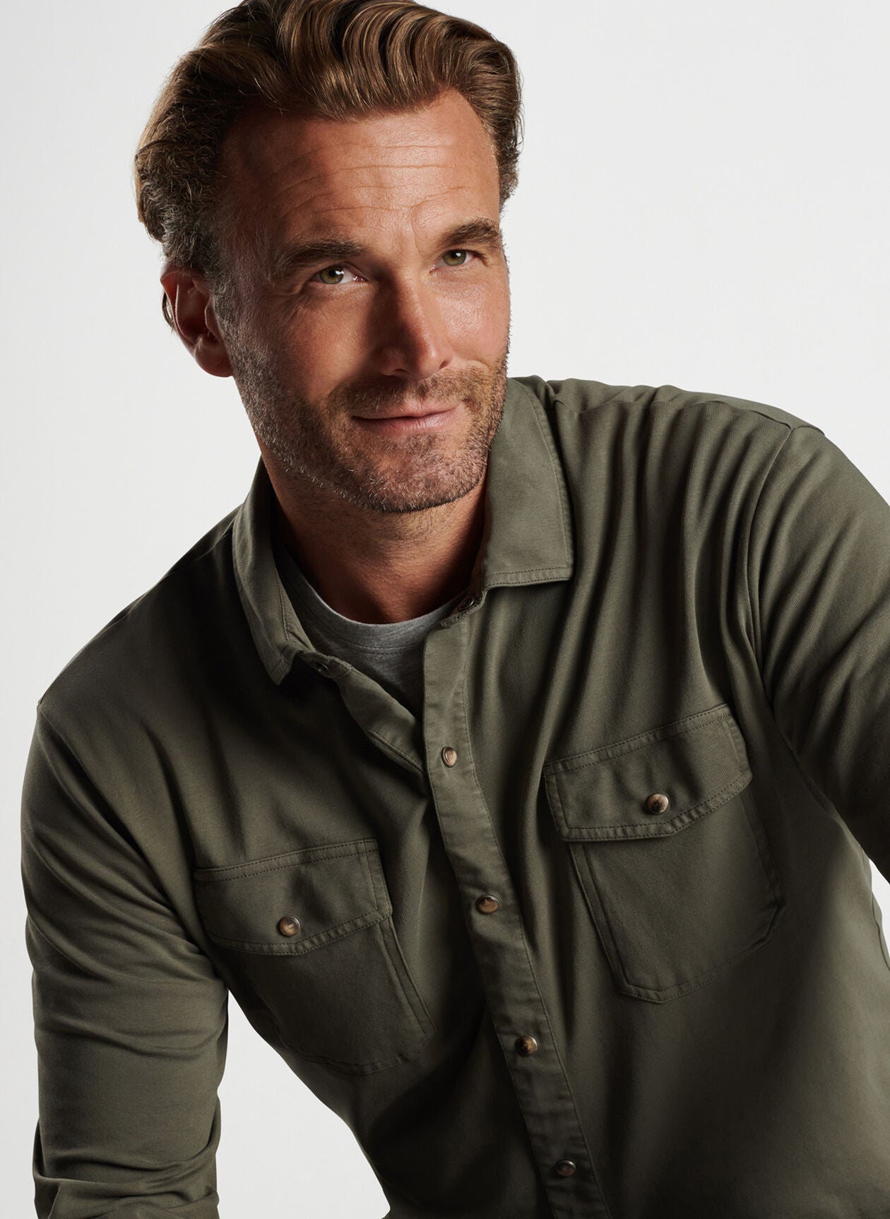 Peter Millar Lava Wash Snap Front Shirt - Juniper