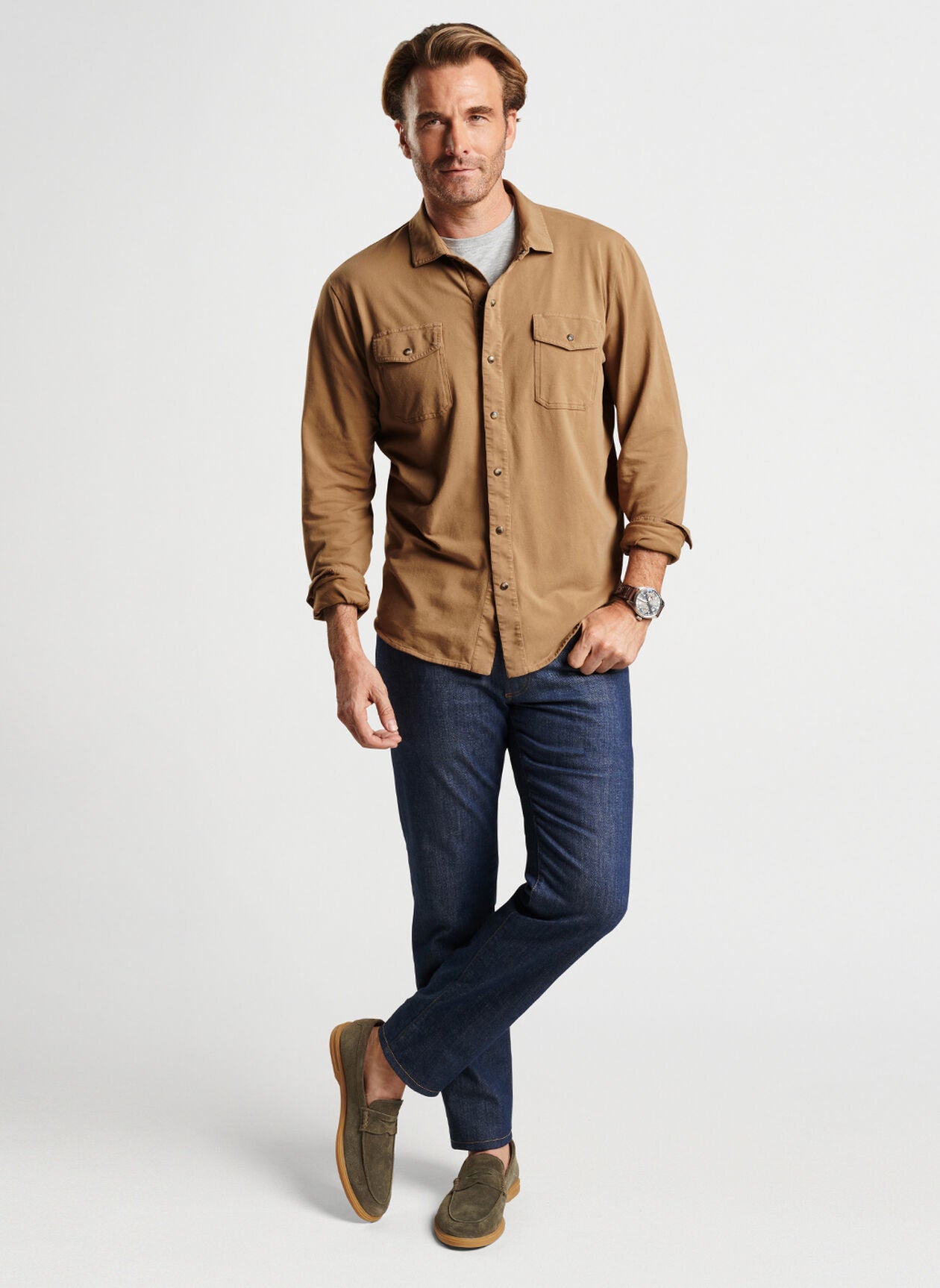 Peter Millar Lava Wash Snap Front Shirt - Turbinado