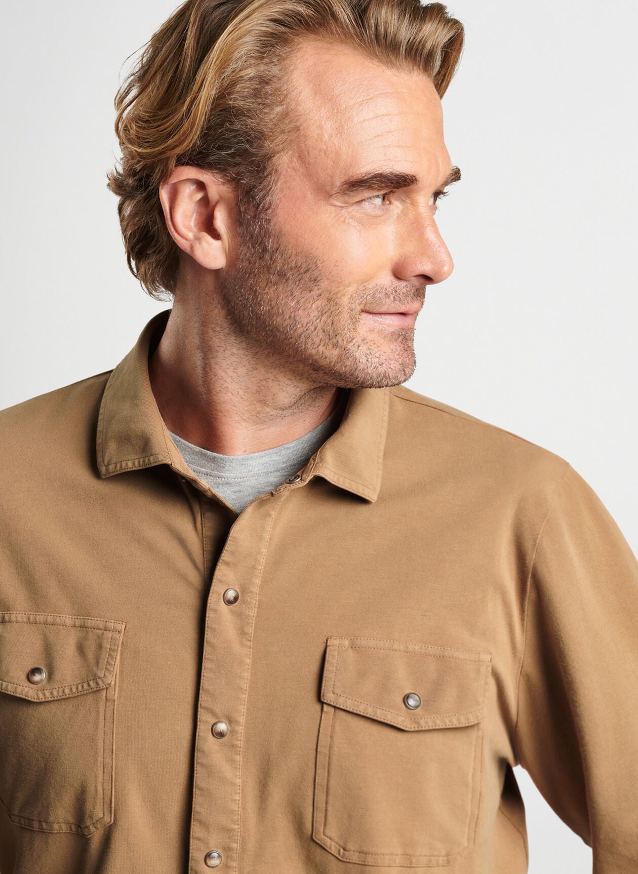 Peter Millar Lava Wash Snap Front Shirt - Turbinado