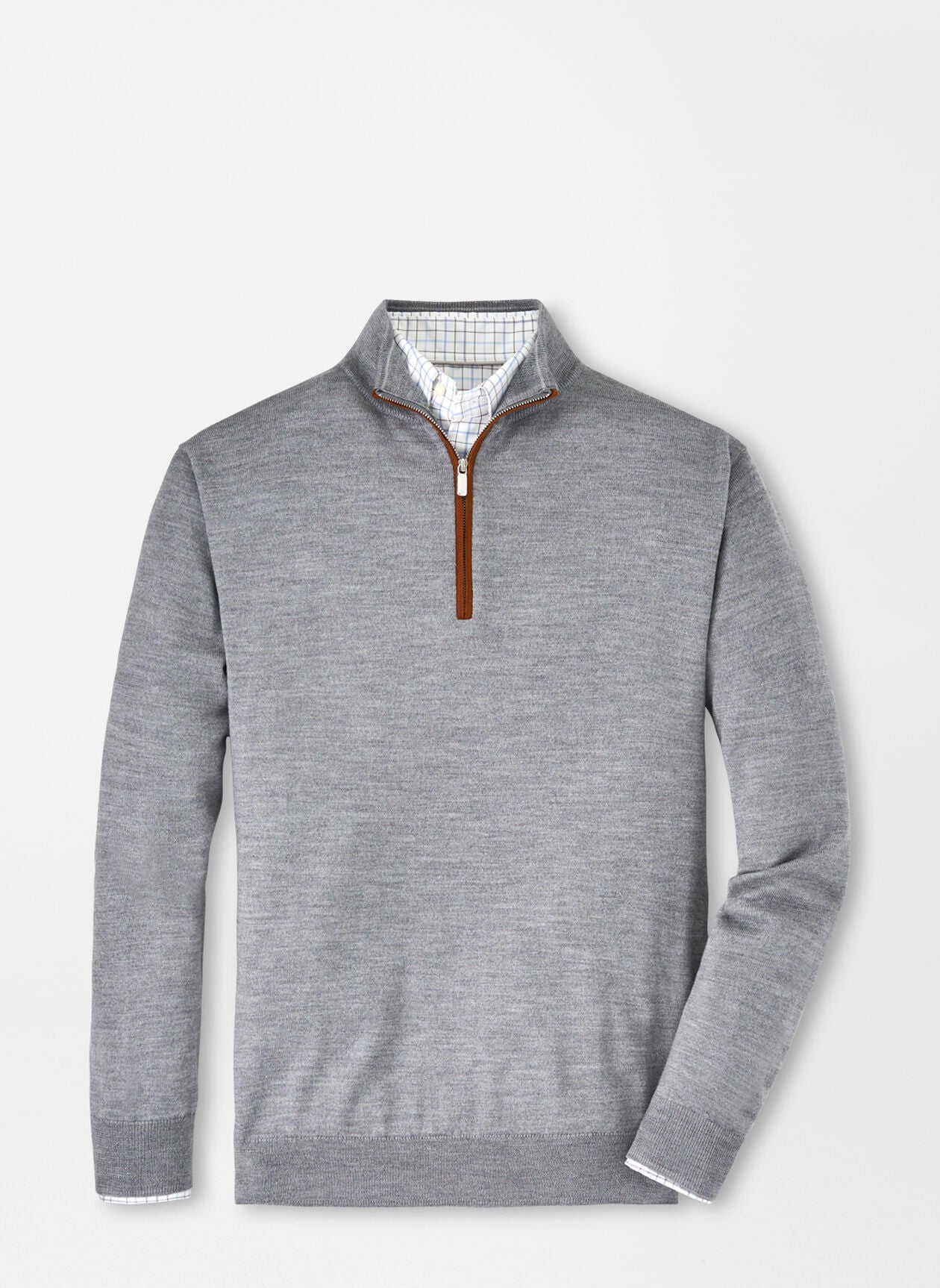 Peter Millar Autumn Crest Suede Trim 1/4 Zip - British Grey