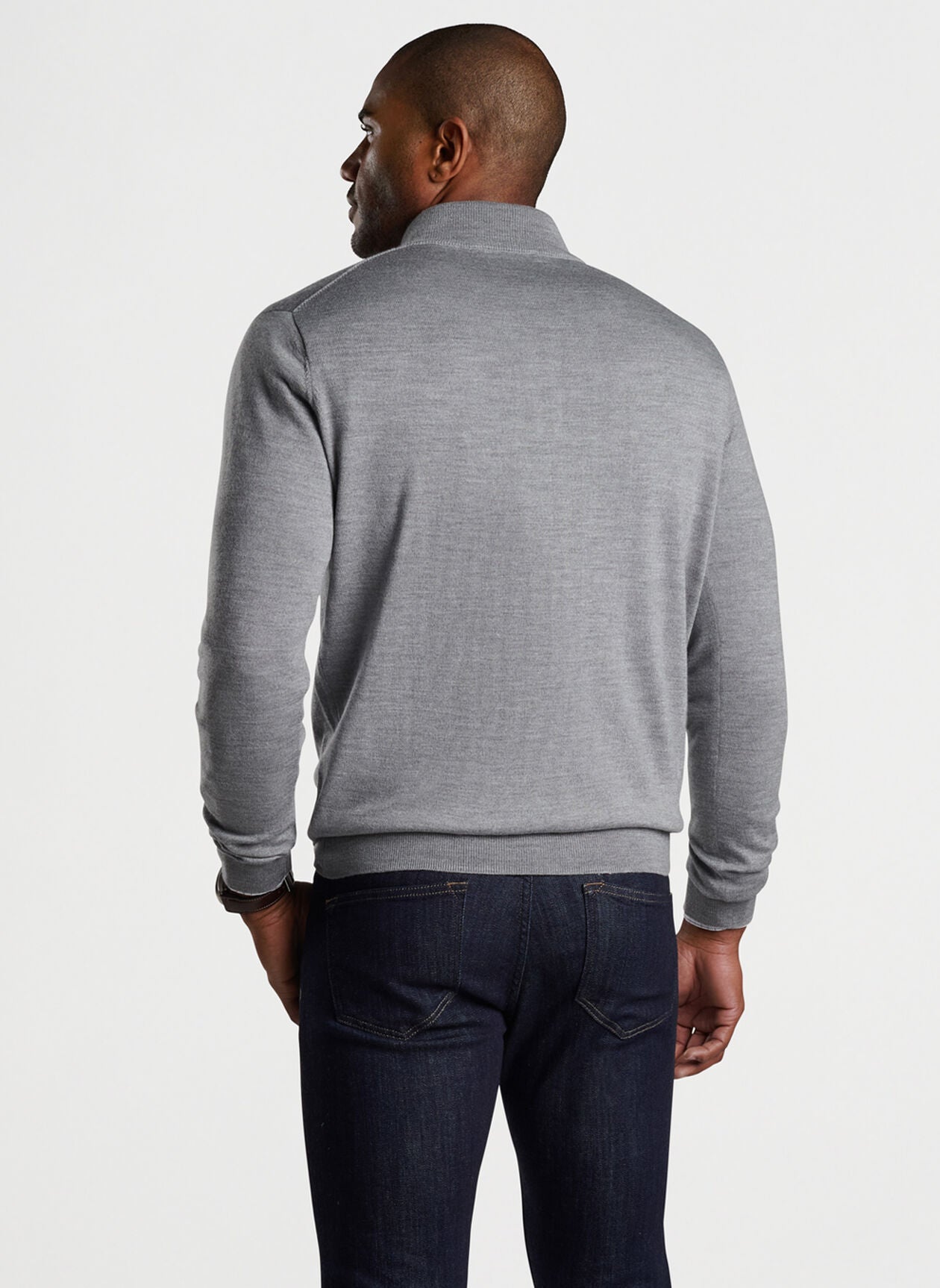 Peter Millar Autumn Crest Suede Trim 1/4 Zip - British Grey