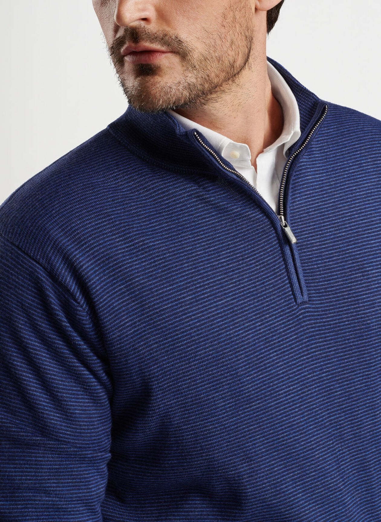 Peter Millar Canton Stripe 1/4 Zip - Navy