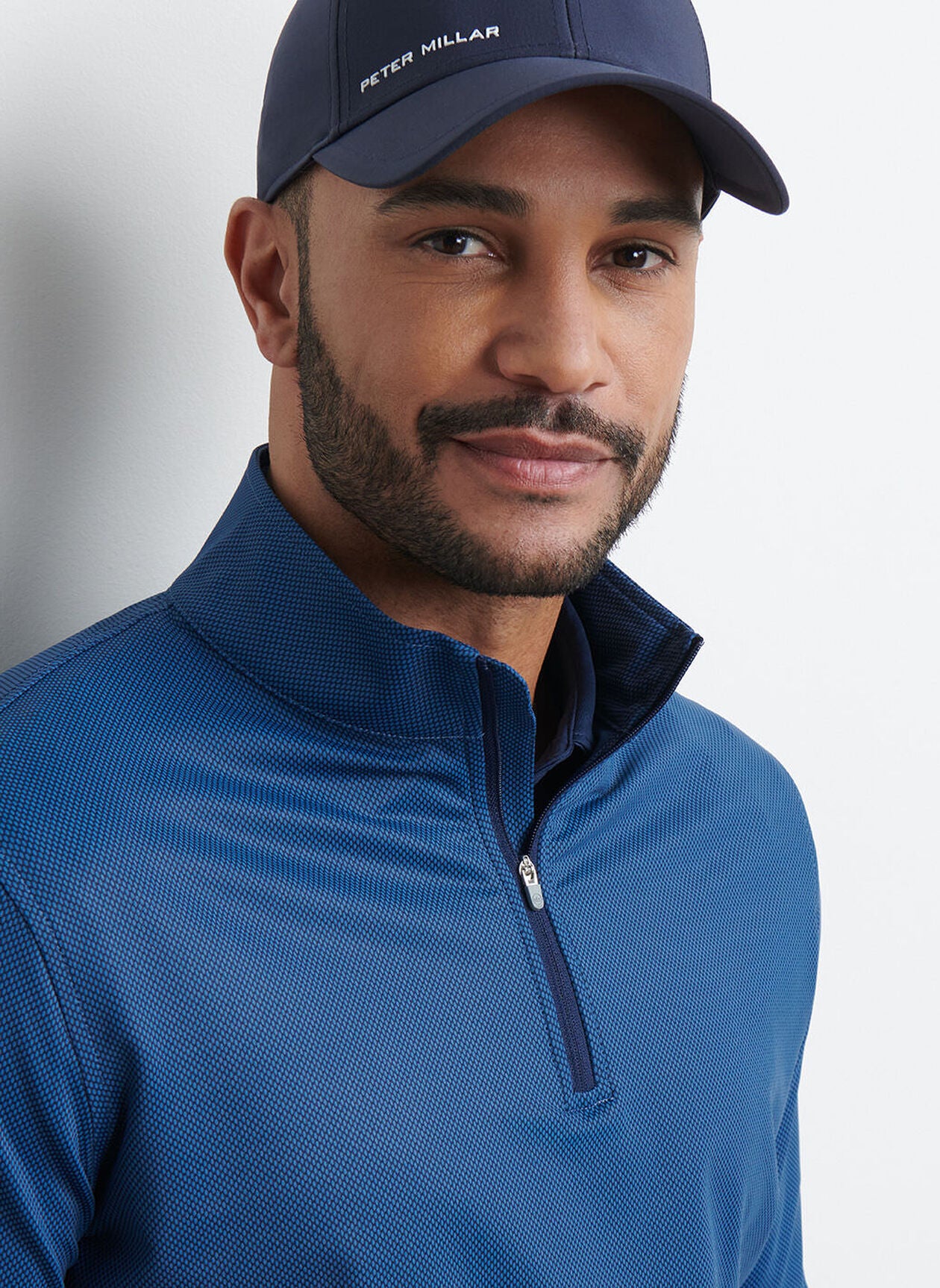 Peter Millar Perth Birdseye 1/4 Zip - Blue Haze