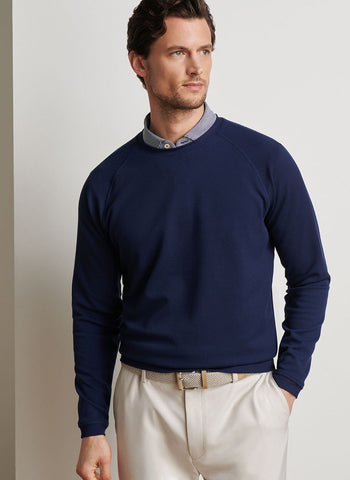 Peter Millar Cradle Pique Performance Crewneck - Navy
