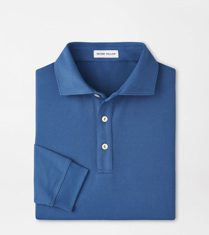 Peter Millar Lyons Performance Jersey Long Sleeve Polo - Blue Haze