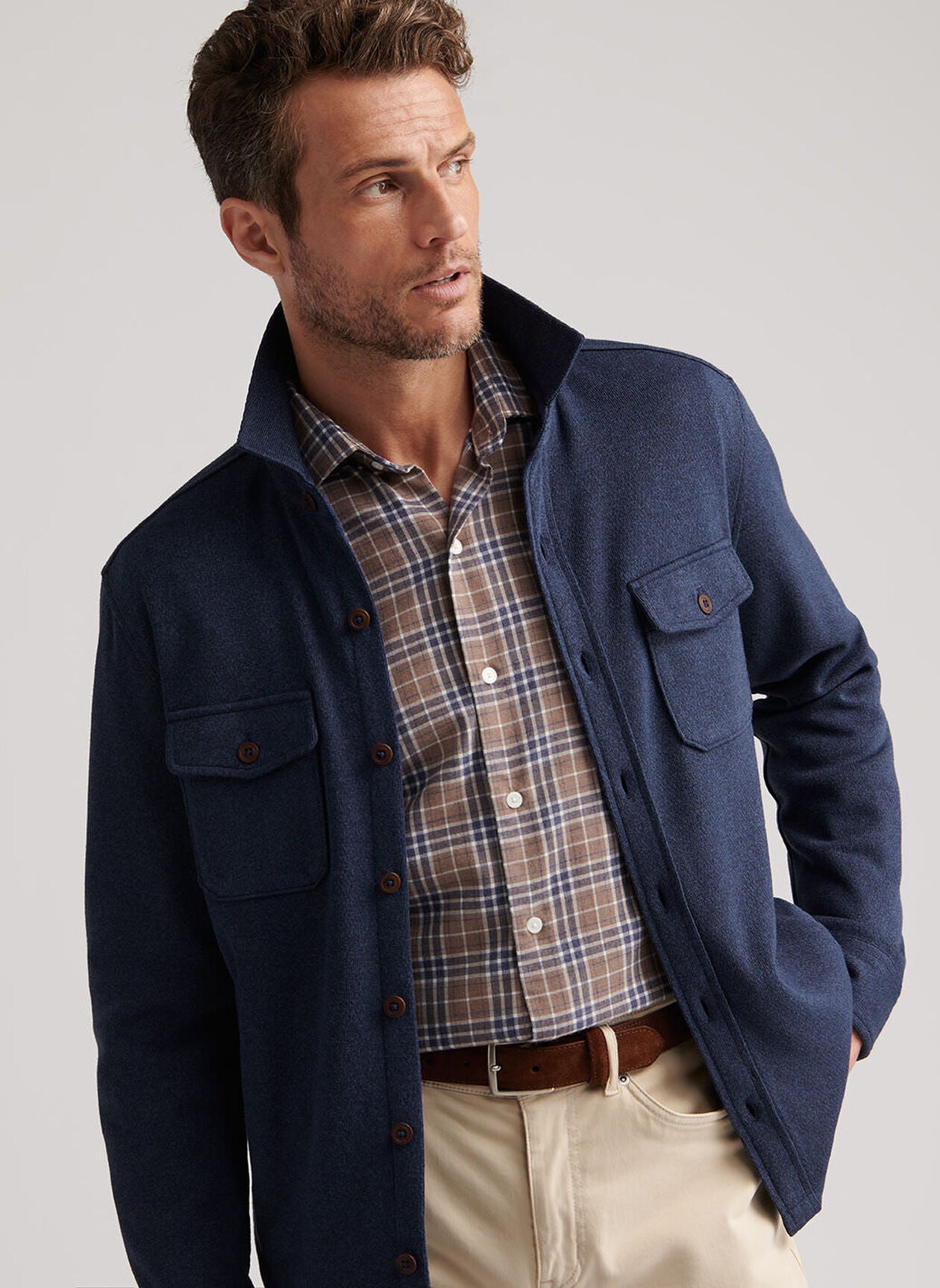 Peter Millar Crown Sweater Fleece Shirt Jacket - Navy