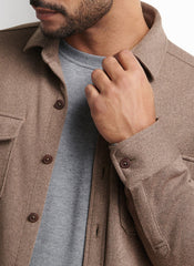 Peter Millar Crown Sweater Fleece Shirt Jacket - Poplar Brown