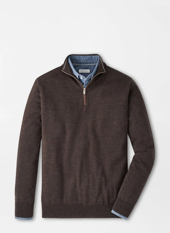 Peter Millar Autumn Crest Suede Trim 1/4 Zip - French Press