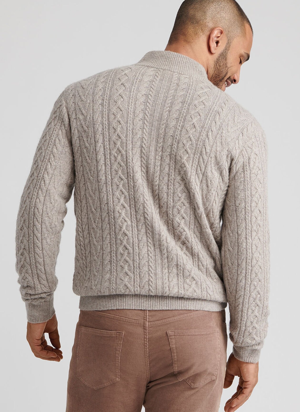 Peter Millar Crescent Ridge Cable 1/4 Zip - Light Elm